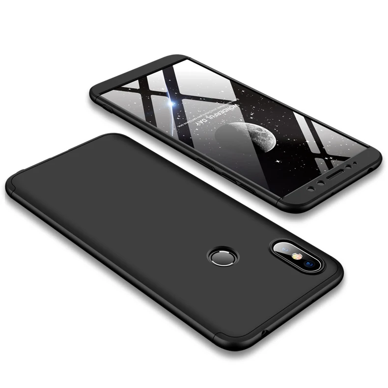 Black Xiao mi Red mi S2 чехол 360 градусов полный корпус чехол для Xiao mi Red mi S 2 противоударный чехол с закаленным стеклом для red mi s2 - Цвет: Black