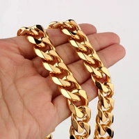 customed size 581012151719mm mens necklace stainless steel cuban link chain gold color male jewelry gifts for men