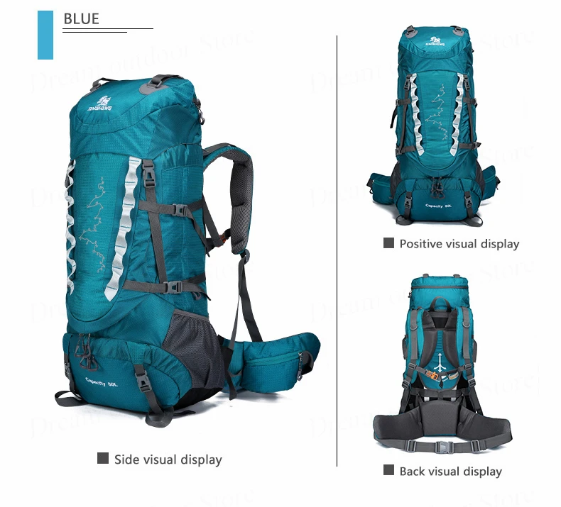 Походные рюкзаки 80L с подъемным кронштейном, уличная сумка, рюкзак из нейлона, сверхлегкая Спортивная дорожная сумка из алюминиевого сплава, водонепроницаемая