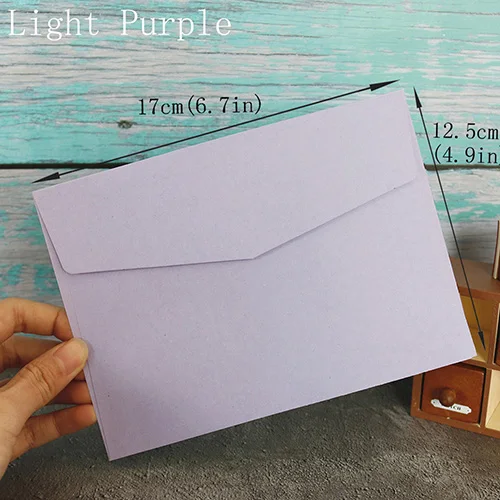 light purple 10 шт. конверты разных конфетных цветов, канцелярские принадлежности, подарочные карты, одноцветные конверты, открытки, фото, письма для хранения, офисные, школьные принадлежности - Цвет: light purple