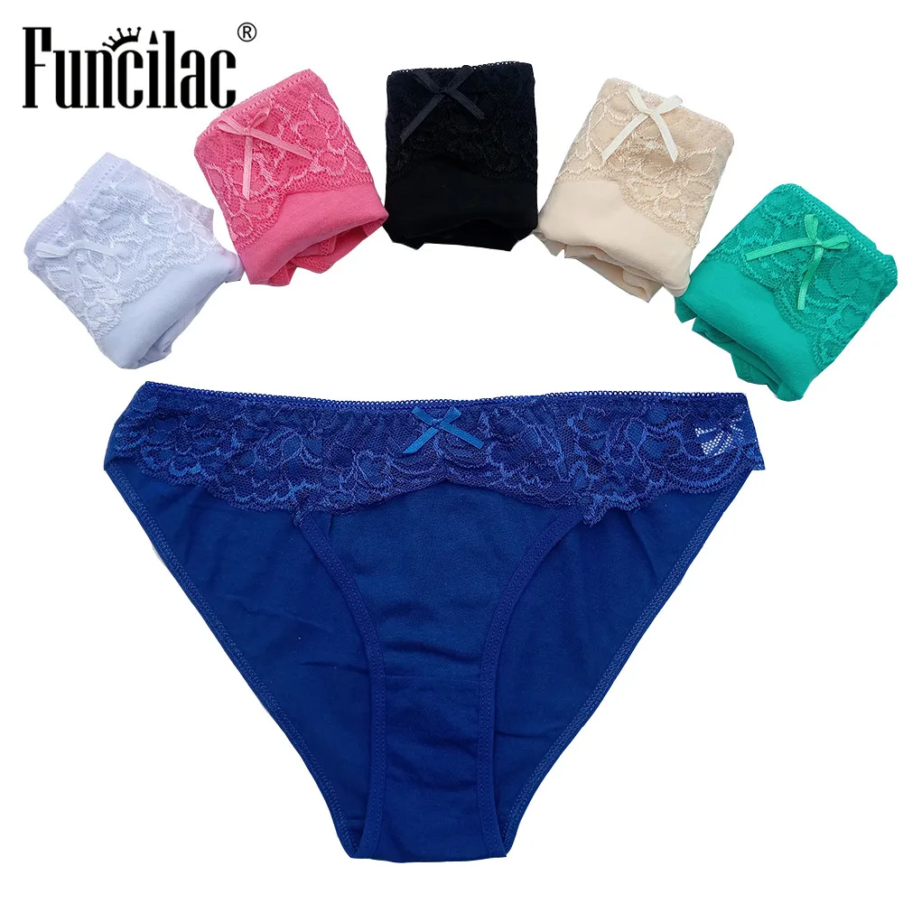FUNCILAC Нижнее белье женские хлопковые бесшовные трусики кружевные сексуальные