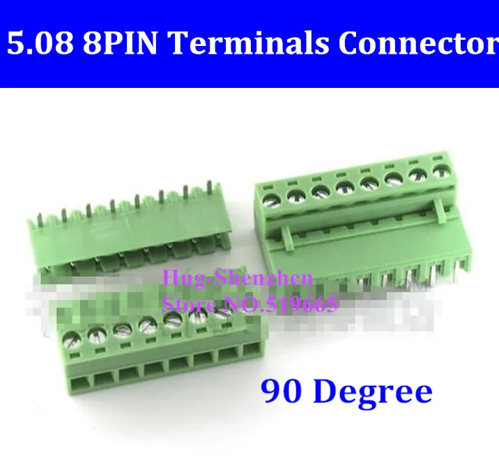 

5.08 5.08mm 8pin 8-Pin Terminal plug type 300V 10A 5.08mm pitch connector pcb screw terminal block 90 degree