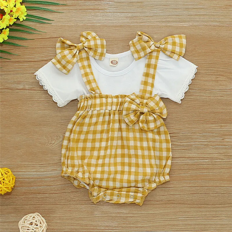 Комплект одежды для новорожденных и маленьких девочек летняя футболка с