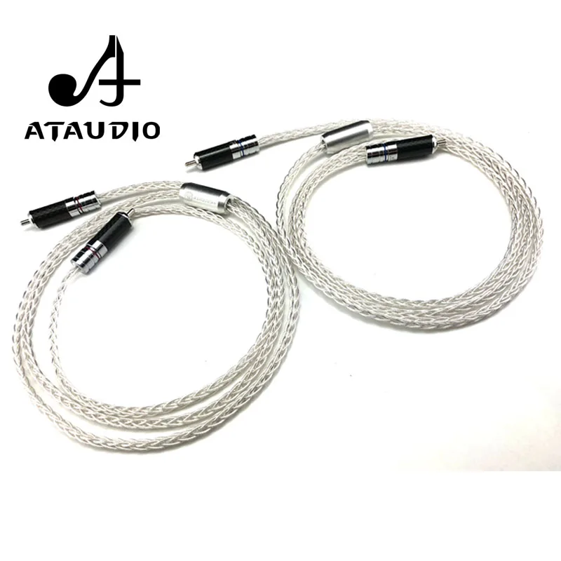 Посеребренный Hi Fi RCA кабель ATAUDIO 7N OCC end 2RCA аудиокабель Папа папа 1 м 2 3 м|Кабели VGA| |