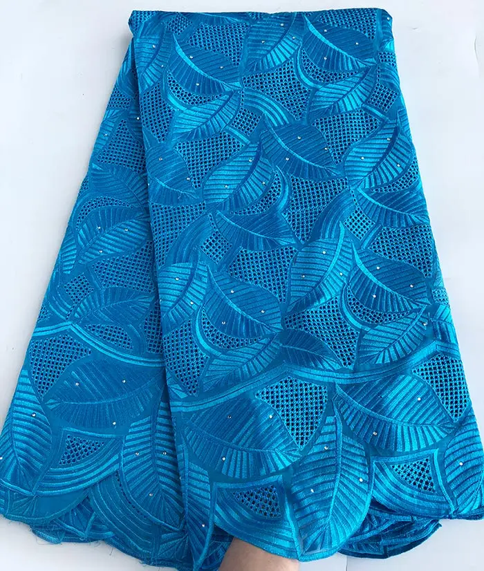 Plain turquoise 5 ярдов бирюзового синего очень мягкого натурального швейцарского кружева высокого качества африканская вышивка вуаль кружева ткань с маленькими отверстиями - Цвет: Plain turquoise