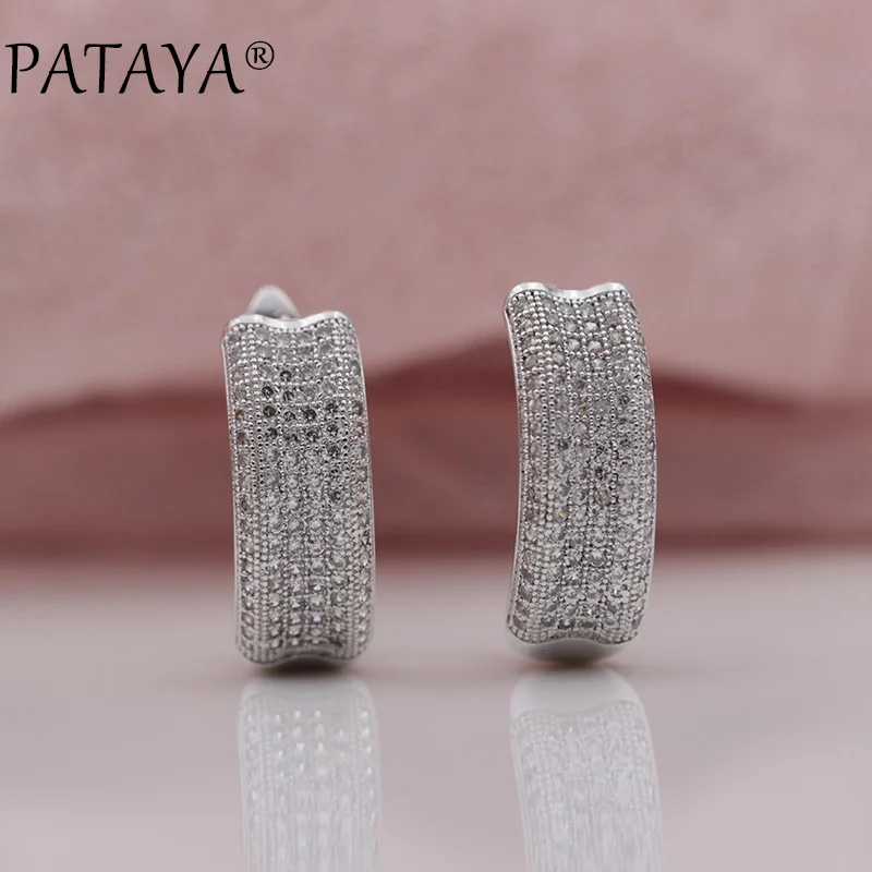 Женские серьги подвески PATAYA из натурального золота с микро воском и натуральным