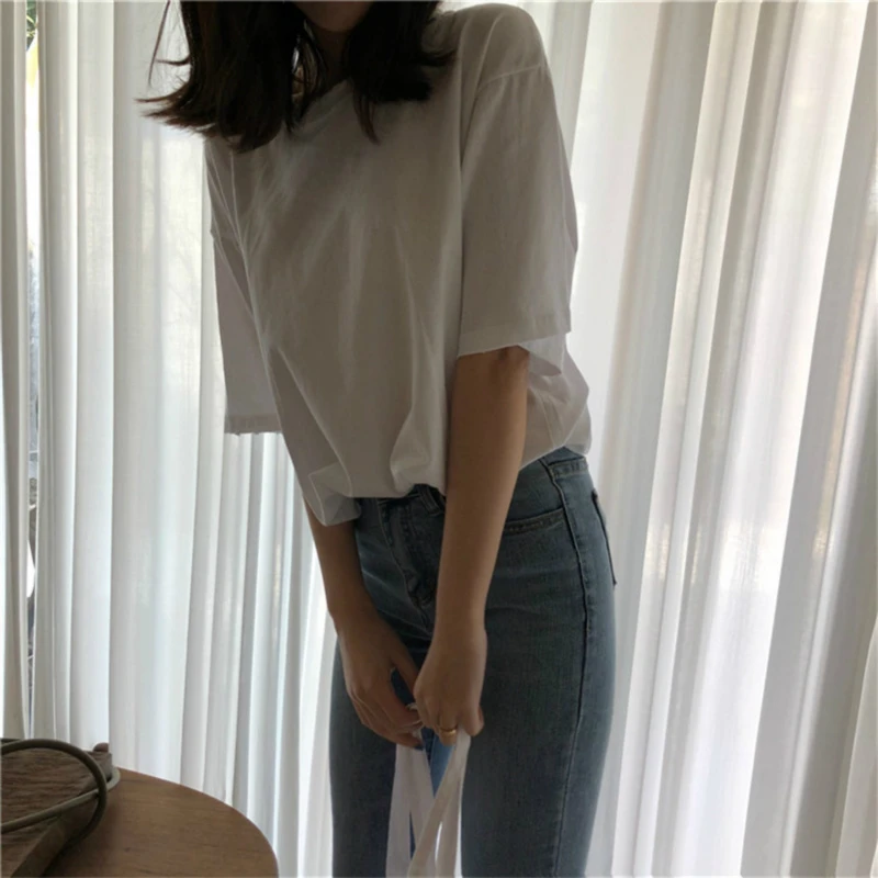 KYMAKUTU Casual Solid All Match T Shirts Short Sleeve O Neck Tee Shirt Femme Poleras Mujer Women Clothing Summer White Tops 2018 | Женская