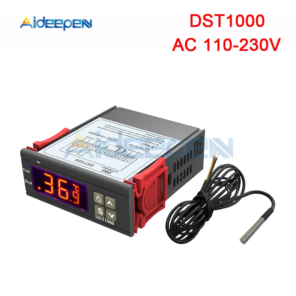 DST1000 AC 110V-230V DST1000 MH1210W WH7016C DC 12 В 24 в 36 В AC 110 В 220 В цифровой регулятор температуры инкубатор термостат регулятор Датчик Зонд - Цвет: DST1000 AC 110V-230V