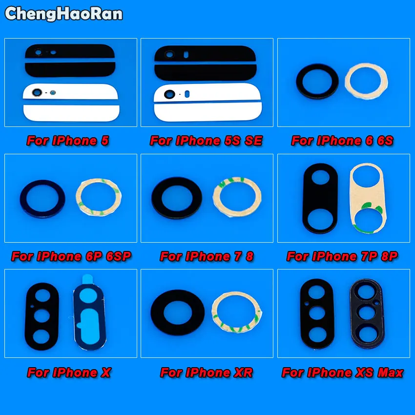 Стеклянная задняя камера ChengHaoRan для iPhone 8 7 6s 6 plus 5 SE X XR XS Max крышка объектива камеры