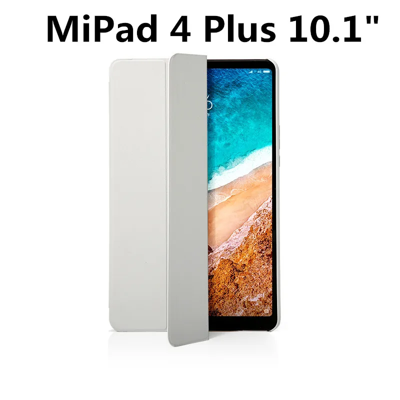 Смарт Wake-Sleep Xiao mi Pad 4 8 mi pad4 Plus 10 чехол из искусственной кожи Тонкий флип Xiao mi pad 4 8. 0 10,1 дюймов чехол+ стеклянная пленка - Цвет: Grey Mipad4 Plus