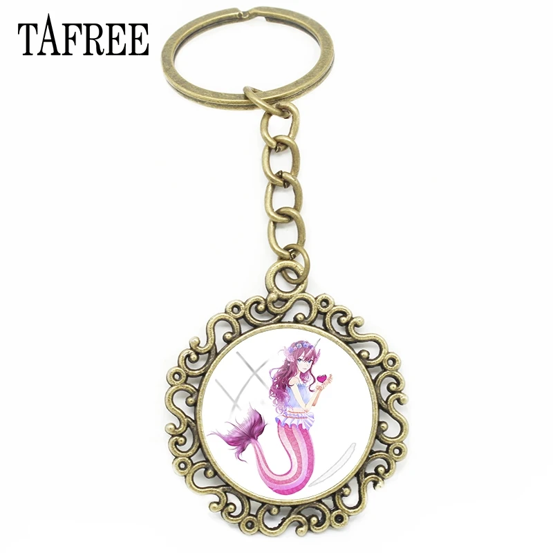 TAFREE Русалка принт эльфы кружево брелки для ключей Античная бронзовая Новая мода
