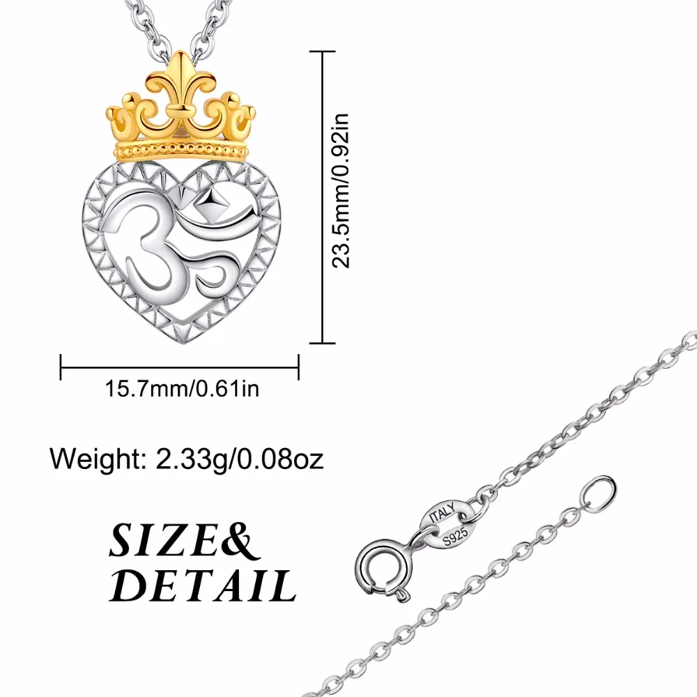 Angel Caller 925 Sliver Golden Crown Heart Necklace &ampPendant Mysterious Symbols Choker Fine Jewelry for Women Birthday Day Gifts |