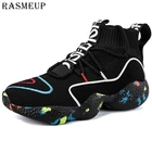 RASMEUP размера плюс 47 женские носки кроссовки вязанные дышащие женские мужские туфли 2019 Модные женские кроссовки на массивной подошве женские черные белые