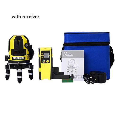 G With Receiver FIR411G/FIR411R 5 линий литиевая батарея зеленый/красный вращающийся лазерный уровень открытый режим с приемником - Цвет: G With Receiver