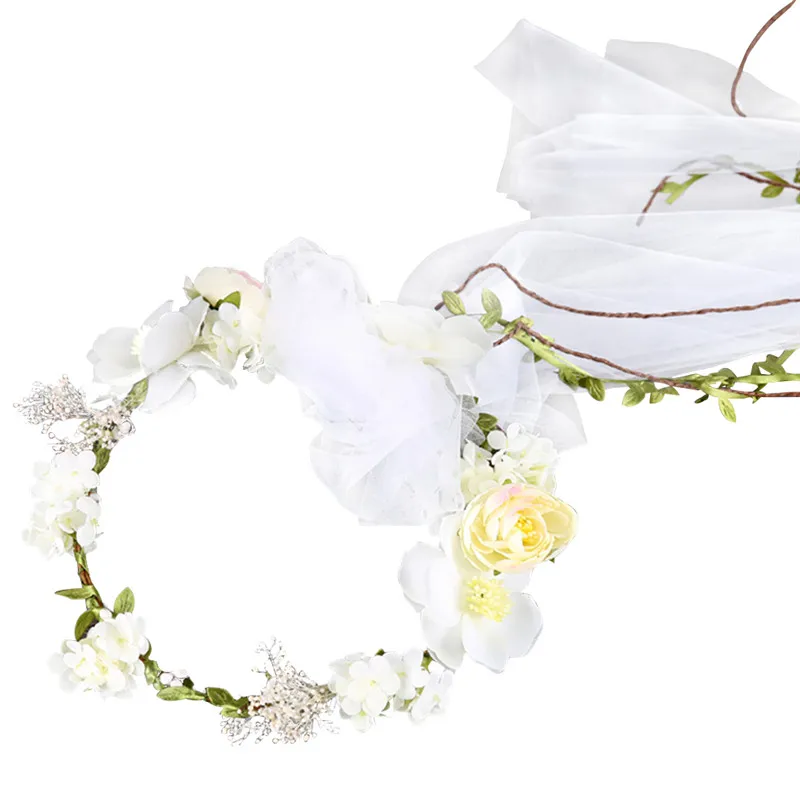 Красивый свадебный венок FunPa декоративный Креативный цветочный с вуалью