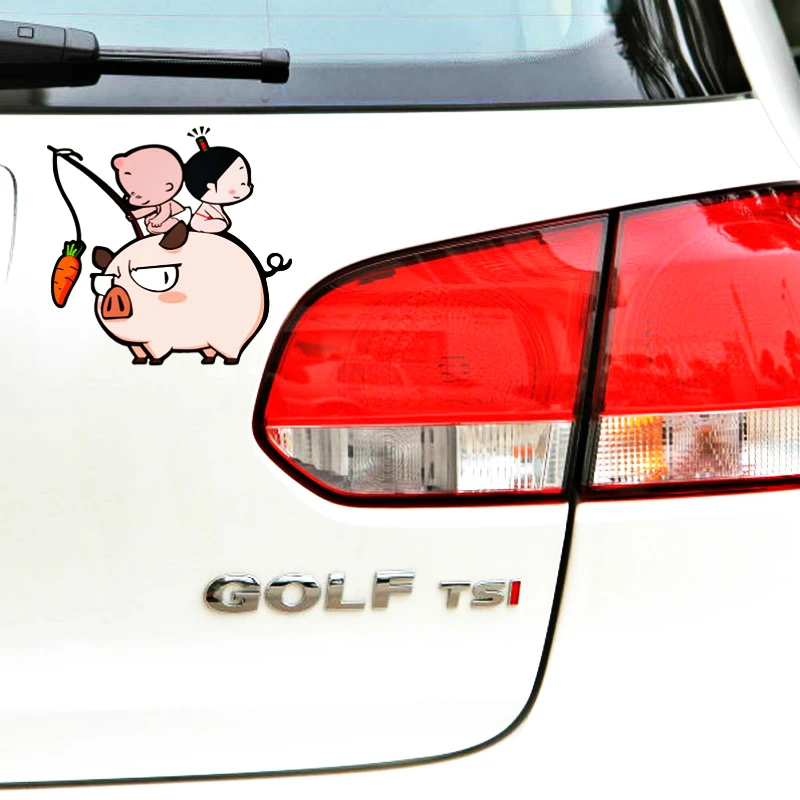 Volkrays украшение автомобиля мультфильм милый маленький мальчик и девочка Наклейка