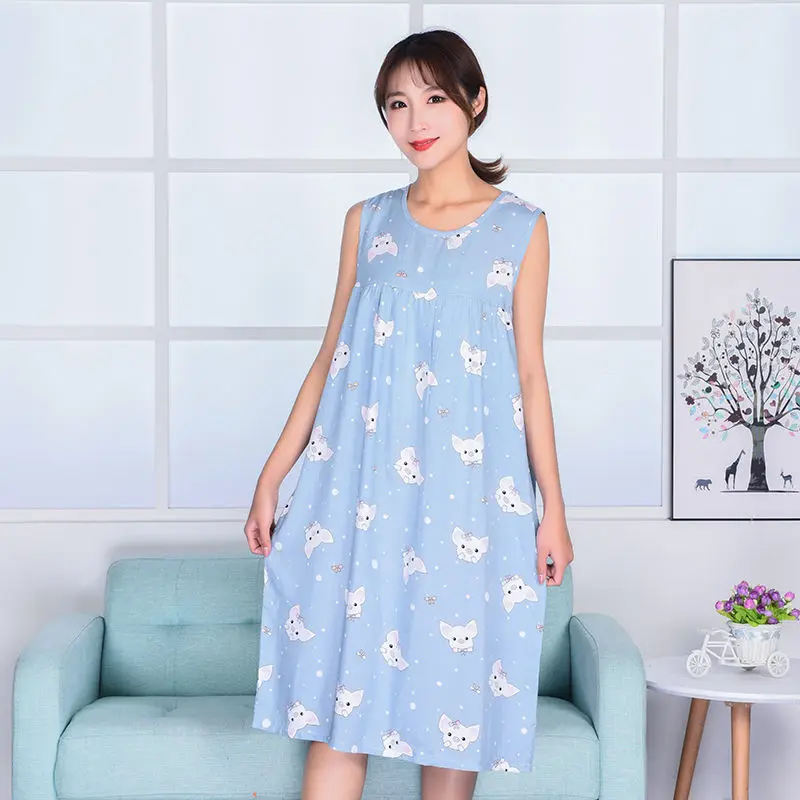 Style 14 Хлопковая ночная рубашка для беременных женщин, без рукавов, домашняя пижама для мамы, Сексуальная Домашняя одежда с принтом, свободный размер, Студенческая Пижама - Цвет: Style 14