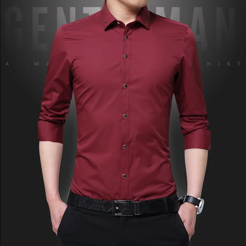 Camisas Hombre Manga Larga весенне-осенняя Повседневная Модная приталенная рубашка Мужская