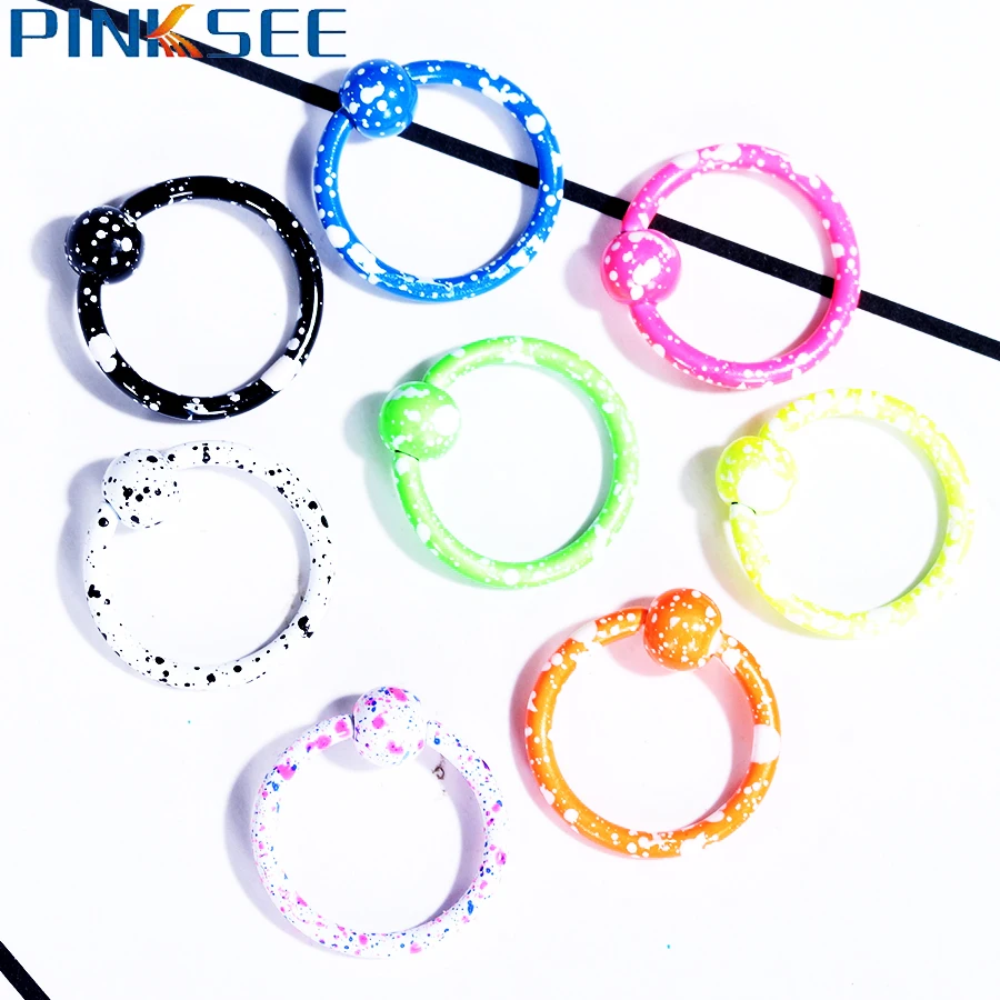 Разноцветное кольцо с бусинами для пирсинга 19 г носа и уха Козелка хрящевой губы