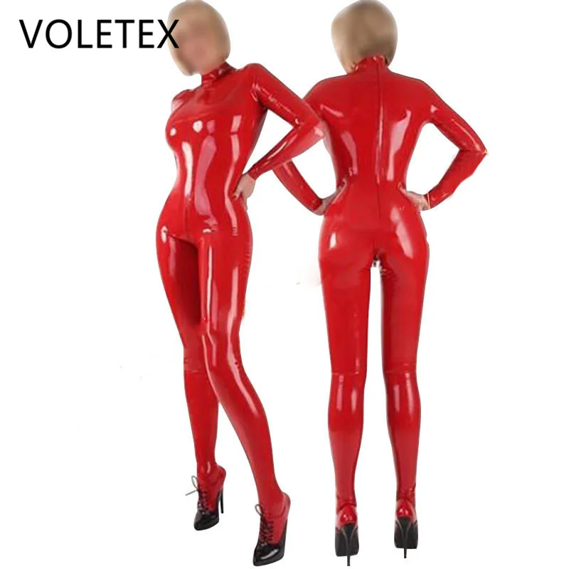 Latex Leotard Catsuit Red Slim Rubber Tight Jumpsuit With Socks Plus Size Hot Sale Zentai Customized