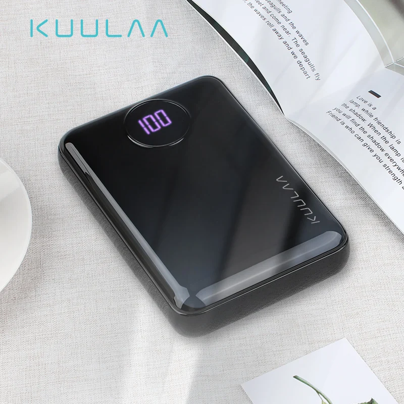 KUULAA, Дополнительный внешний аккумулятор, 10000 мА/ч, портативный, быстрая зарядка, внешний аккумулятор 10000, двойной USB, внешний мини-аккумулятор, зарядное устройство для Xiaomi Mi, повербанк