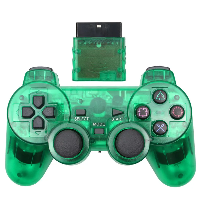 Для SONY PS2 беспроводной контроллер Bluetooth геймпад для Play Station 2 Джойстик консоль для Dualshock 2 прозрачный цвет - Цвет: Transparent Green