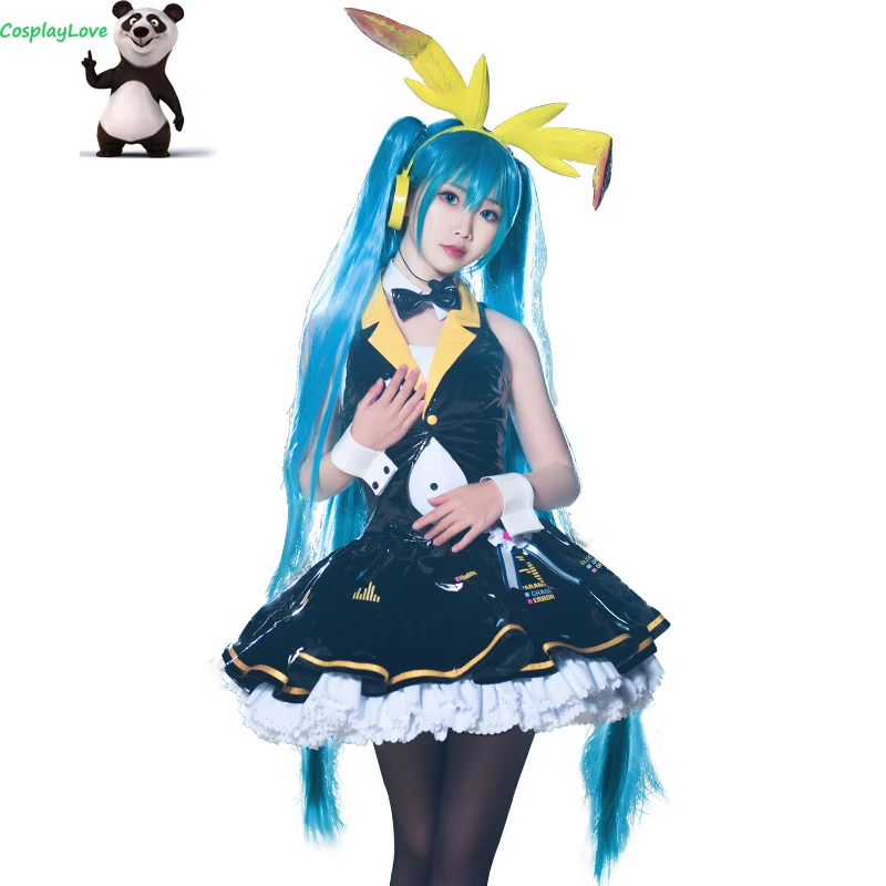 CosplayLove Vocaloid Miku Bunny Girl Косплей Костюм Черное платье для женщин Хэллоуин