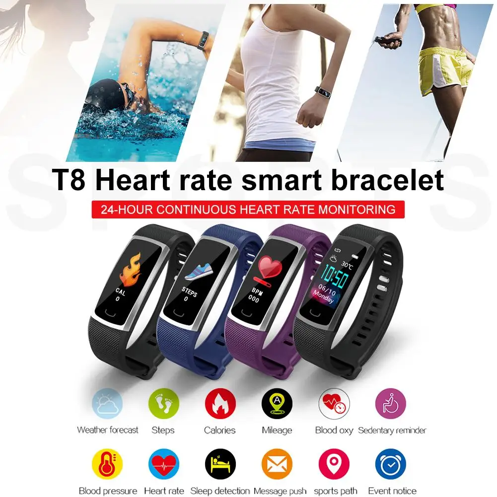 Smart Bracelet Fitness Tracker Heart Rate Blood Sleep Monitoring SmartWatch Waterproof Sport Wristband Wearing Partner | Электроника
