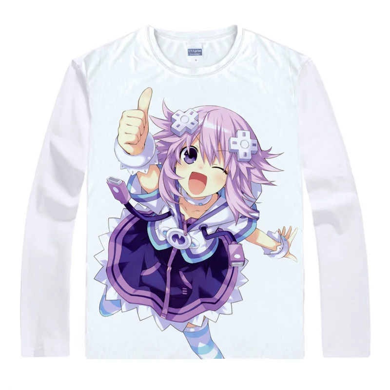 Аниме рубашка Coolprint футболки с длинным рукавом черепаха игры Нептун мульти стиль
