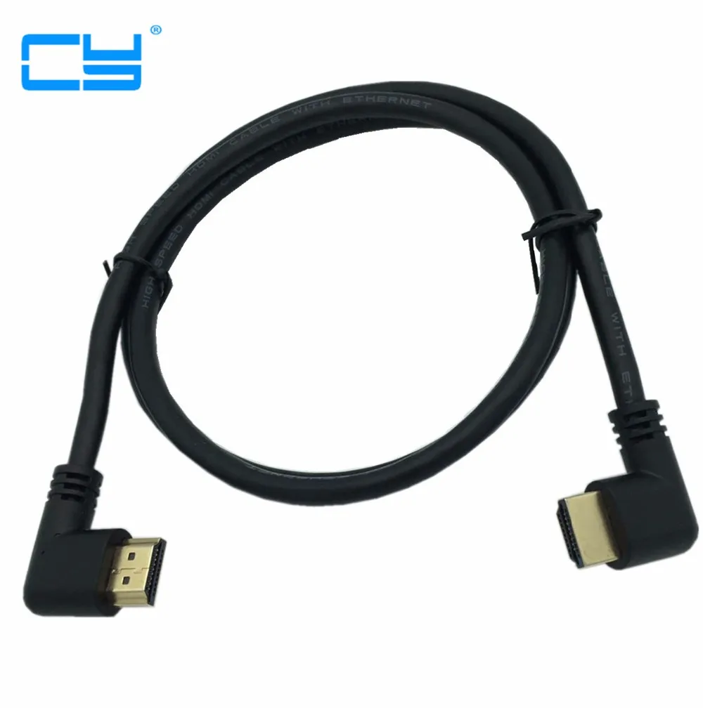 HDMI 2 0 4K 3D двойной 90 градусов правый угловой штекер Мужской HDTV кабель для DVD PS3 PC 15 см