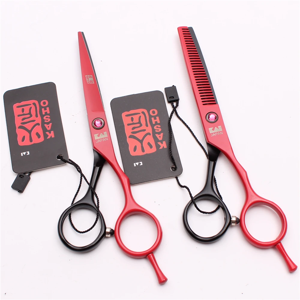 2Pcs H1013 5.5&quot 16cm Kasho JP Steel Cut Hair Cutting Shears Thinning Scissors Professional Hairdresser's Clippers | Красота и