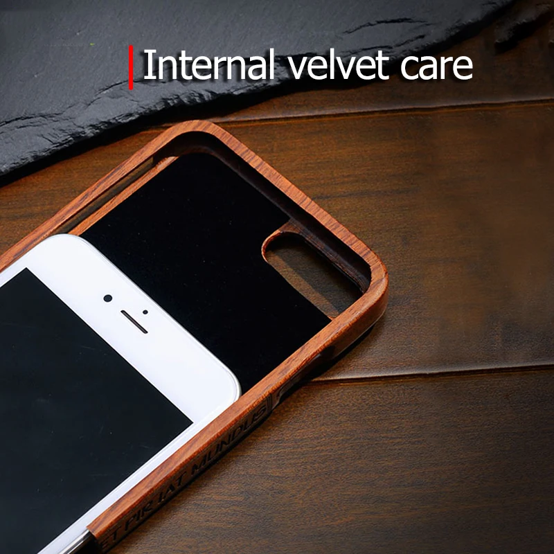BROEYOUE чехол для iPhone 8 7 6 6S Plus 5 5S SE 100% натуральный бамбук резьба дизайн Роскошный