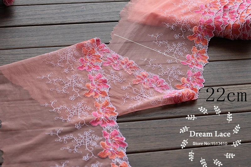 2 м/лот 8 67 см в ширину вышитый тюль сетка с кружевной отделкой ~ оранжевый