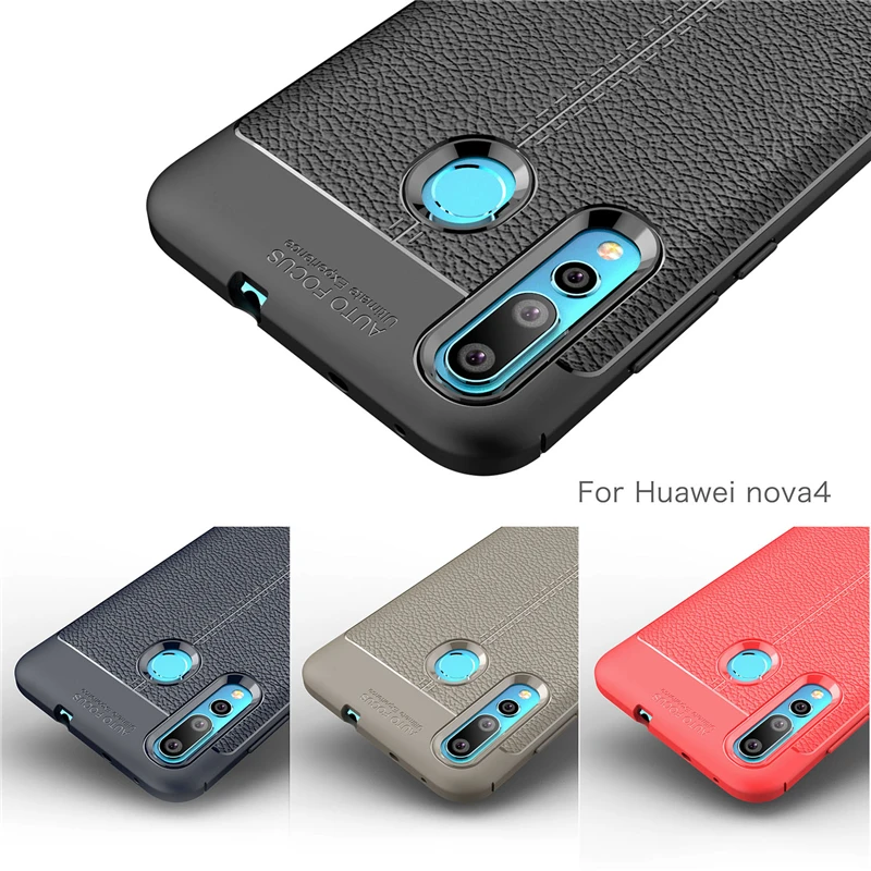 Wolfrule чехол Huawei Nova 4 Модный стиль личи Прочный Гибридный для Чехол Силиконовый ТПУ