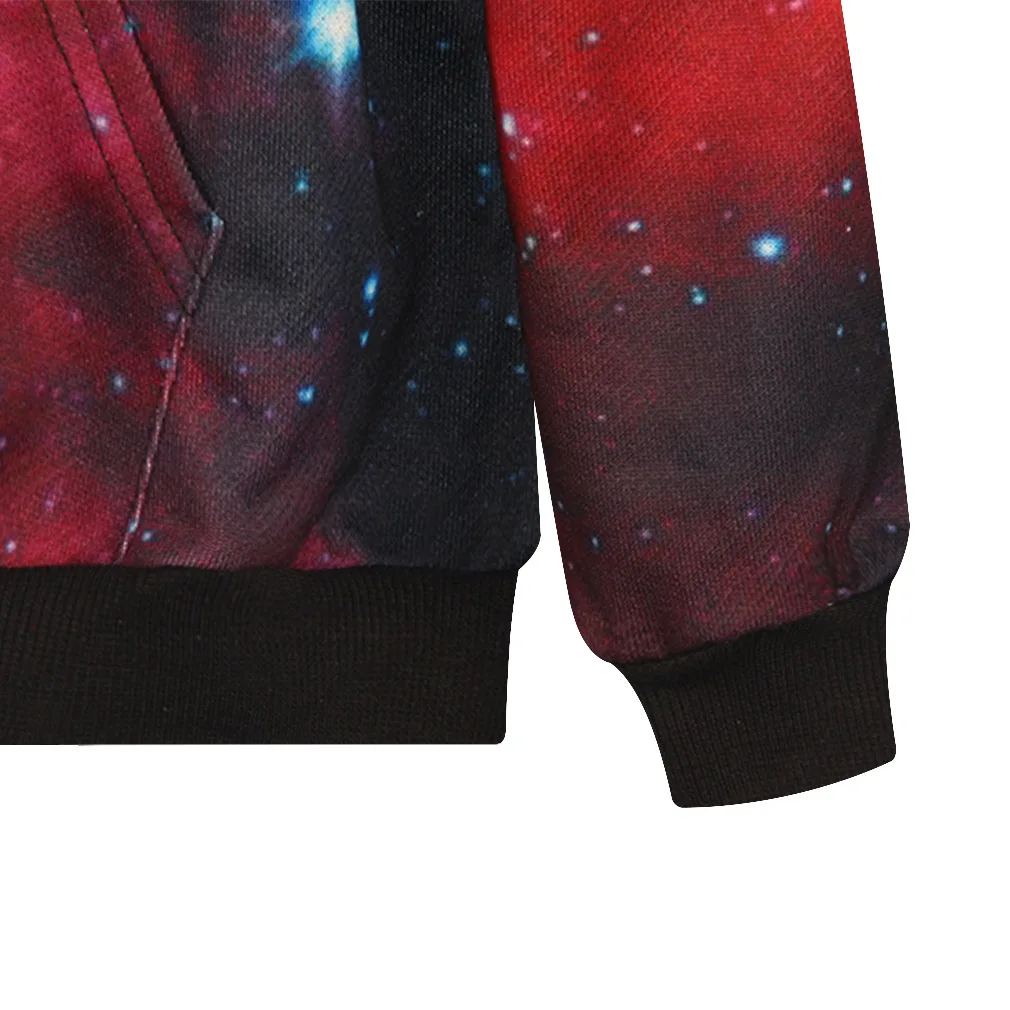 Женские толстовки с капюшоном 3D принтом Red Galaxy Stars мягкая толстовка и длинными