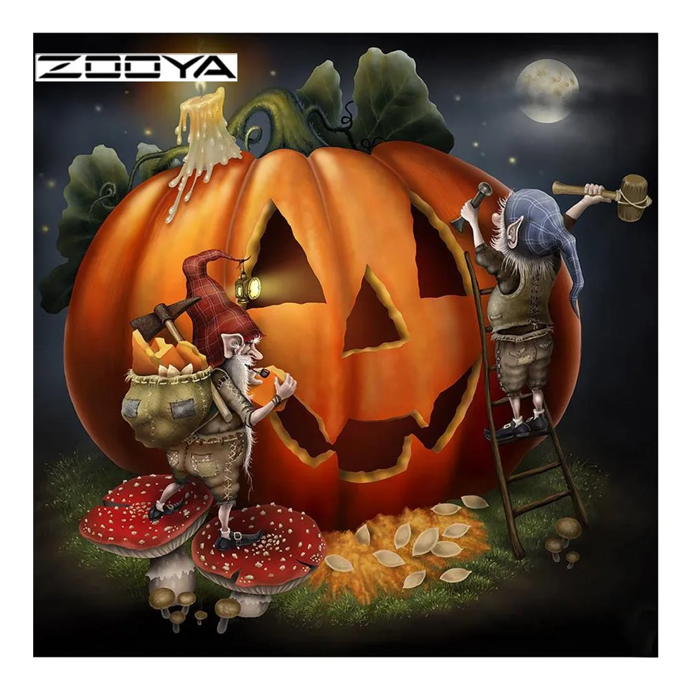 ZOOYA Алмазная вышивка крестиком Хэллоуин Тыква 5D DIY Полная распродажа декор из