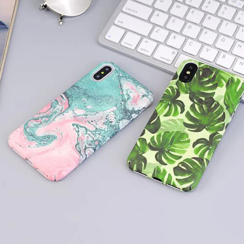 Kisstop Top Quality Colorful Marble Phone Case For iPhone X Flower Painted Fundas Cover 6 6s 7 8 Plus |