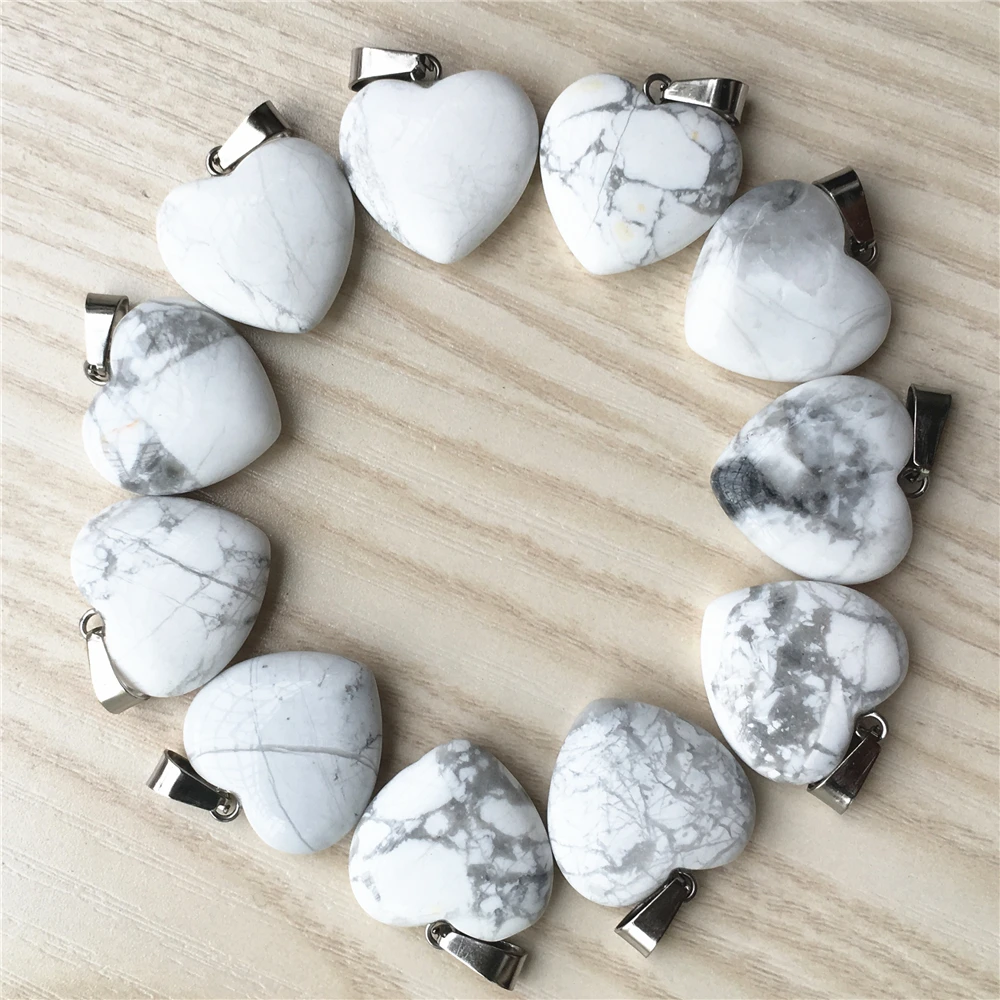 Оптовая продажа 50 шт./лот 20 мм натуральный камень Howlite Подвески Сердце Любовь