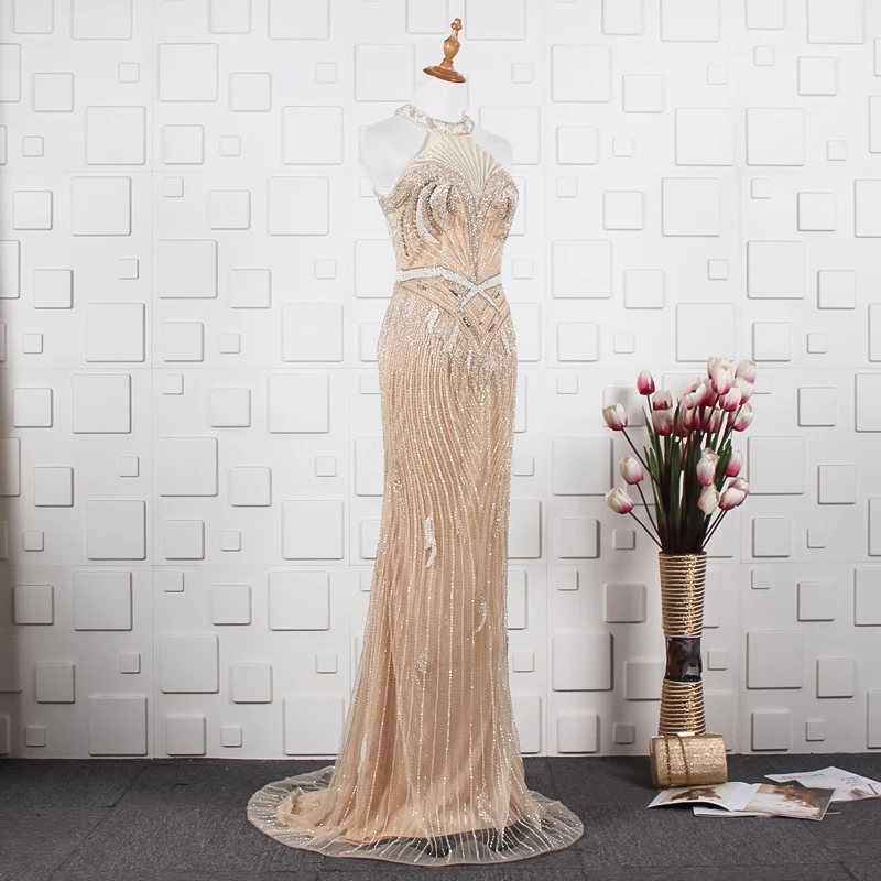 JANCEMBER Роскошные платье для выпускного расшитое бисером с украшением в виде