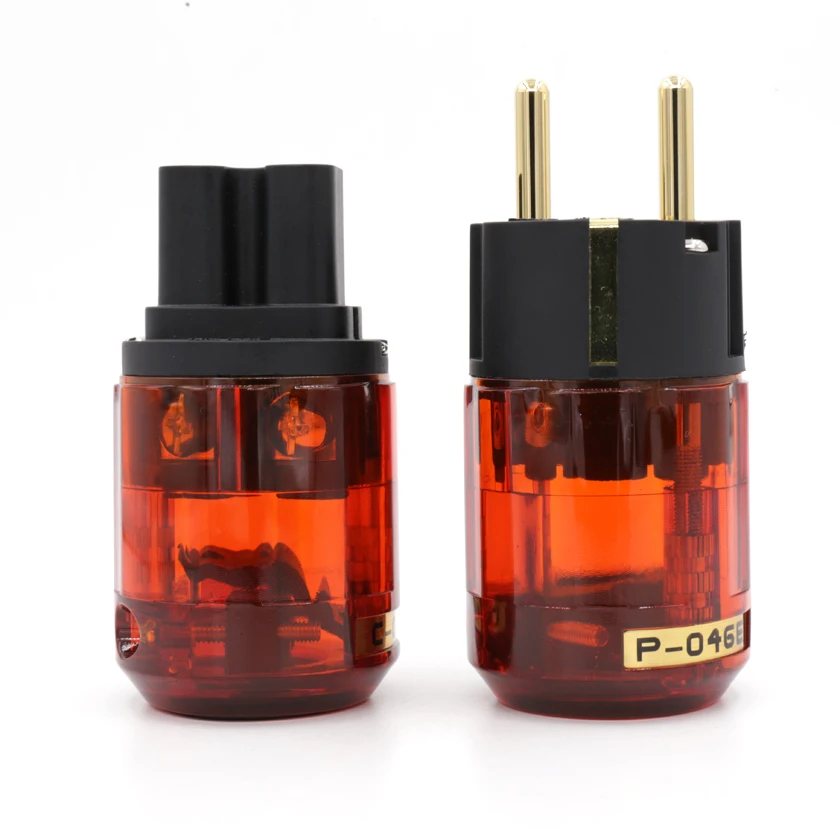 Пара P046E + C04624K позолоченный штекер питания Schuko разъем IEC гнездовой DIY сетевой шнур