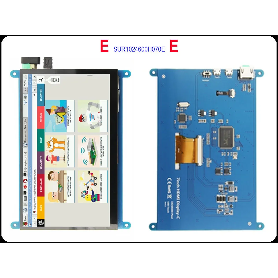 " 7,0 дюймов 1024*600 TFT HDMI ЖК-модуль дисплей монитор экран с USB емкостной сенсорной панелью аудио выход для Raspberry Pi - Цвет: SUR1024600H070E