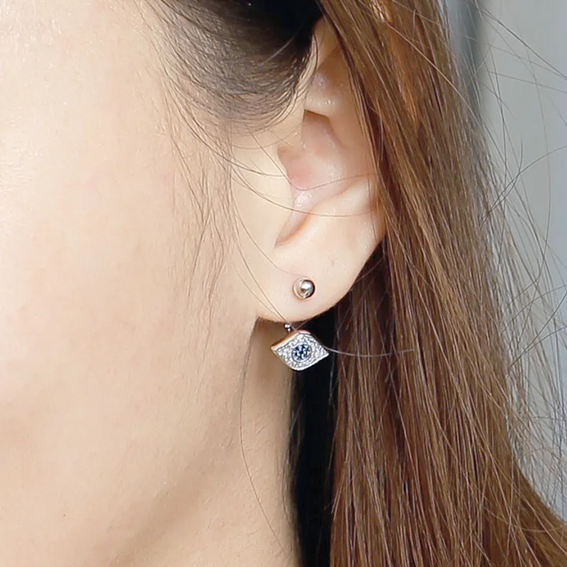 Sa silverage 925 Серебряный Серьги-гвоздики глаз синий для Для женщин Аутентичные