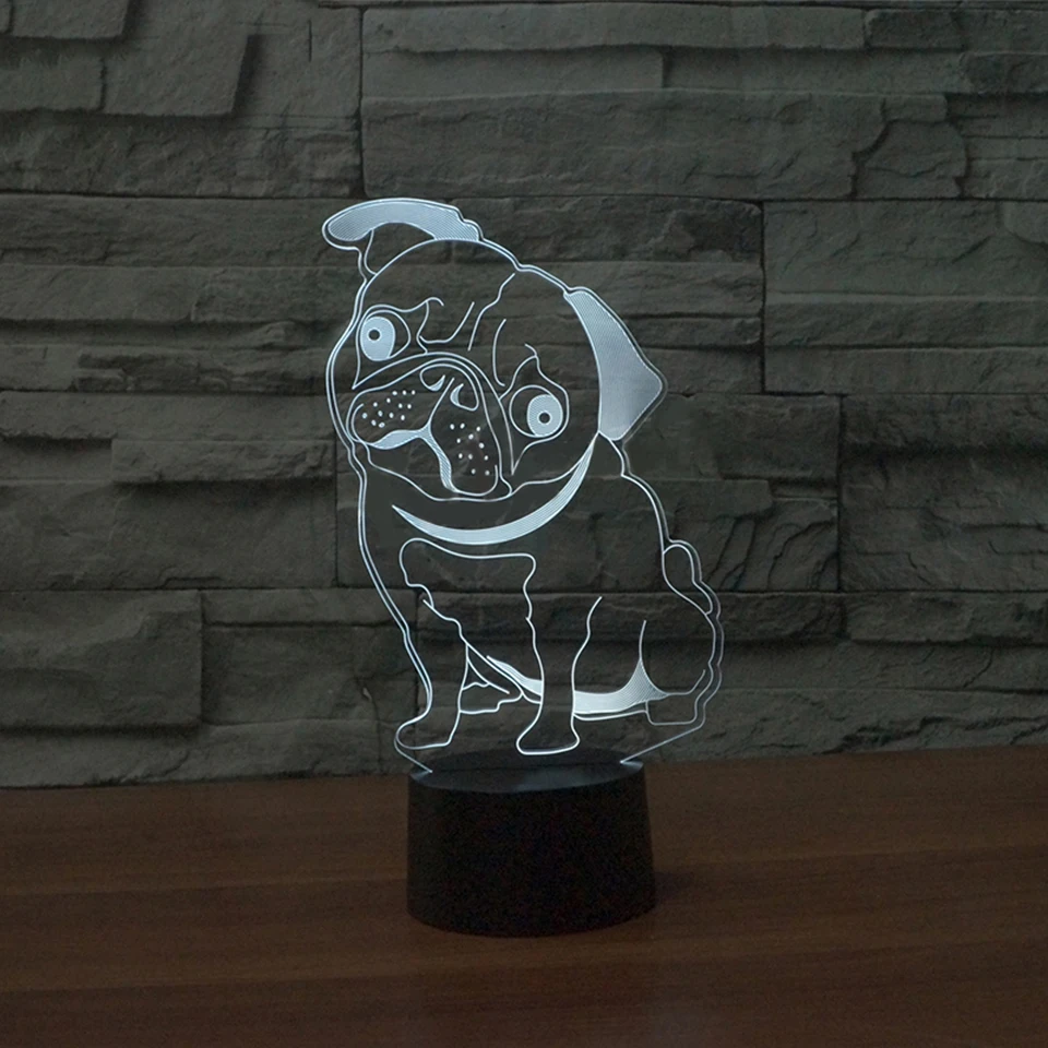 Для сна светильник ing Спальня украшение Usb визуальный 3D светодиодный мопса