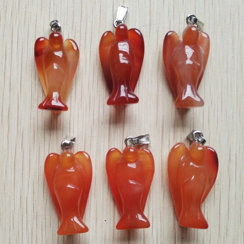 

Fashion High Quality Natural Red Carnelian angel pendants for necklace jewelry making Wholesale 6pcs/lot free shipping