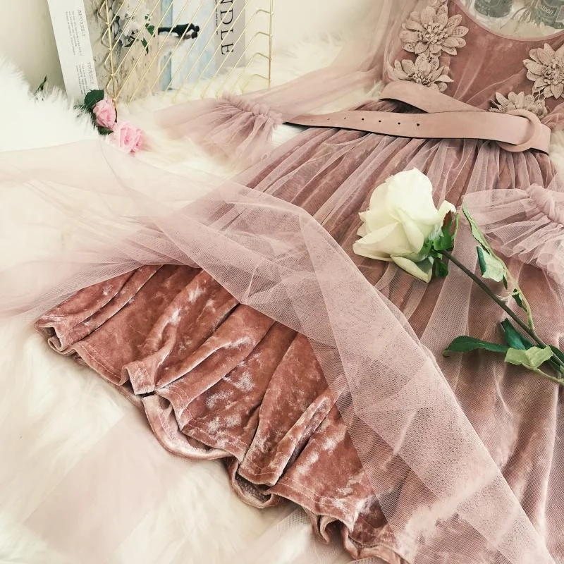 2018 Весна для женщин платья сладкий элегантный сплошной Цветок Винтаж ремень