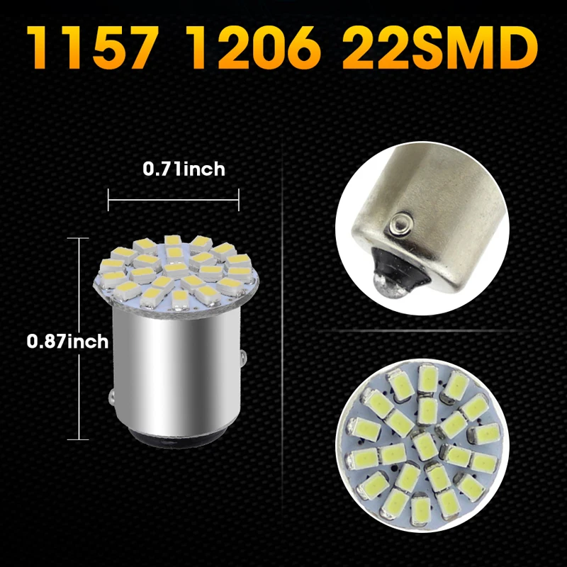 Hlxg 20 шт. Автомобильные светодиодные лампы BA15D 1157 12V 1206 22SMD сигнальные огни поворота