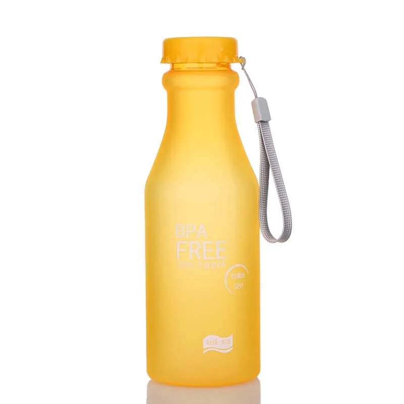 Frosted yellow JOUDOO 500 мл портативная Герметичная Бутылка Для Воды на открытом воздухе Велосипедный спорт Питьевая небьющаяся пластиковая бутылка для воды 10 - Цвет: Frosted yellow