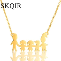 skqir romantic 5 figure member love family pendants rose gold stainless steel chain female sweater jewelry making child boy gift