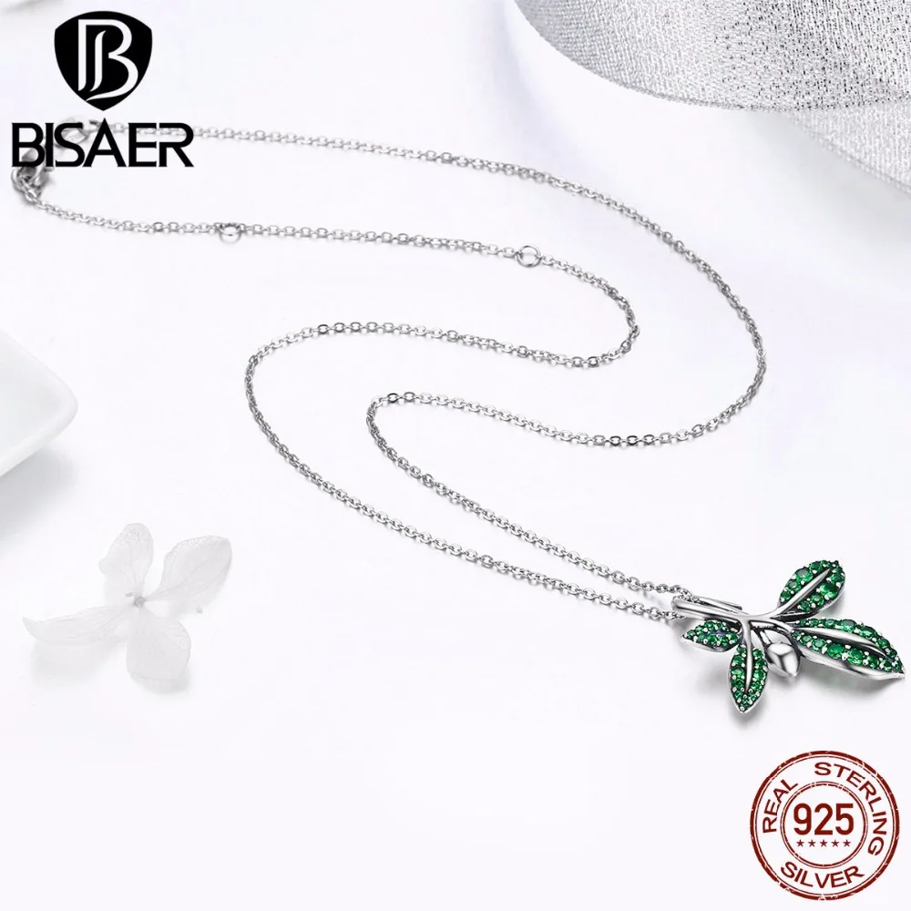 Серебро 925 пробы Весенняя коллекция ветка и зеленые листья серебро женское колье-Подвеска девушка стерлингового серебра ювелирные изделия