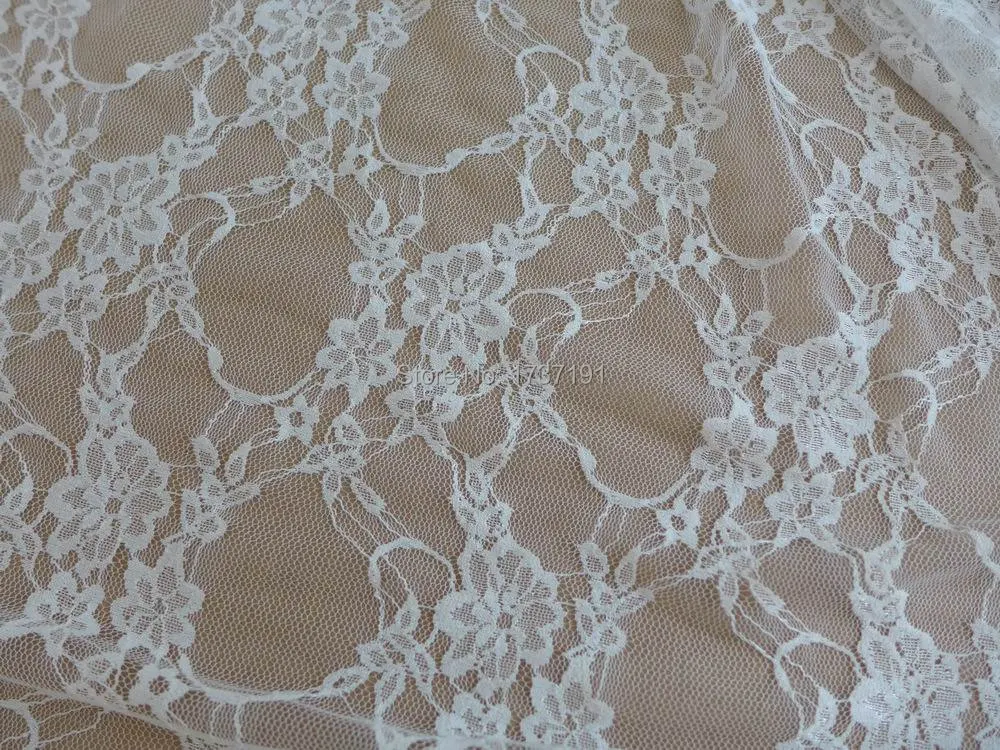 White fabric beautiful allover stretch lace sheer floral elastic by the yard | Дом и сад